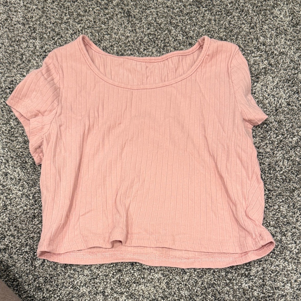 SHEIN Blush Ribbed Crop Top